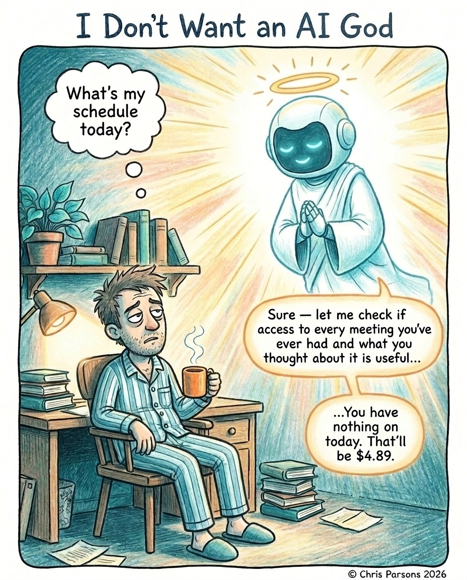 I Dont Want An AI God — a comic by Chris Parsons.