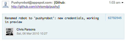 Github commit message view